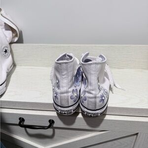 Converse Kids' White and Lavender Floral Sneakers